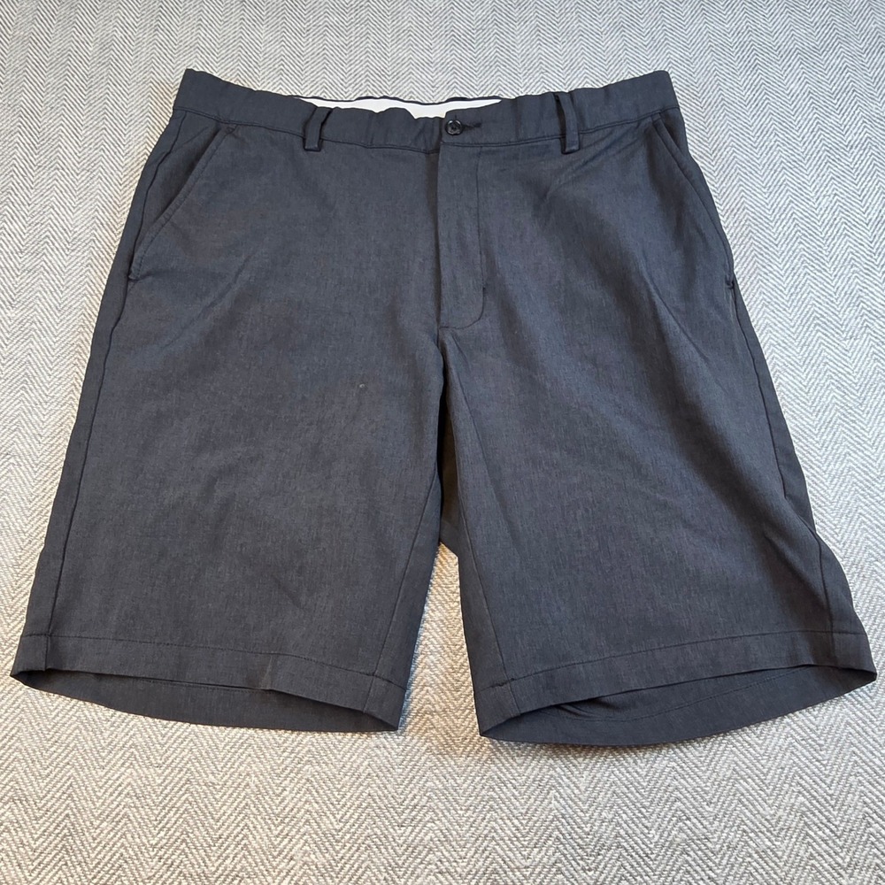 Greg Norman Mens Charcoal Gray Heather Performance Golf Shorts Size 34 Stretch